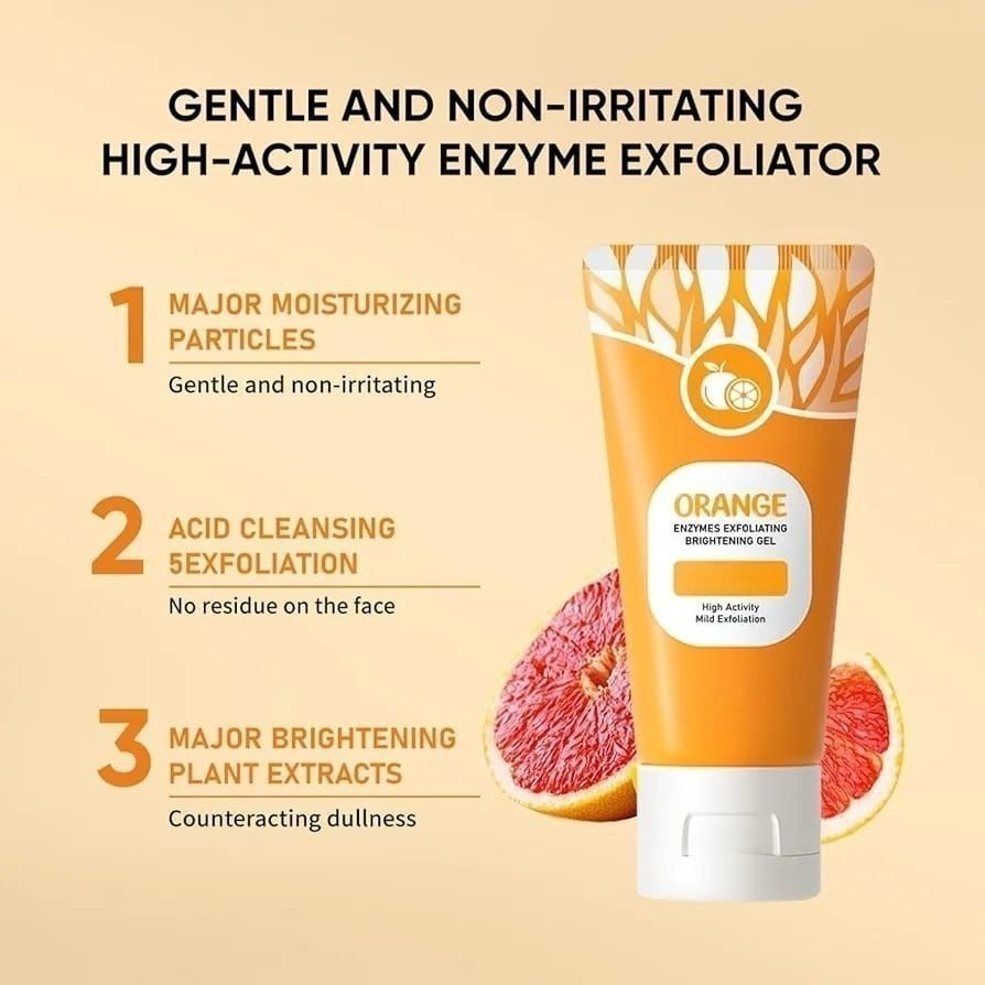 Orange Enzyme Exfoliating Brightening Gel – Deep Cleansing Tan Removal & Instant Glow Facial